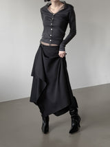Beon Drape Unbalanced Flared Skirt