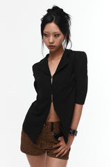 LEOPARD LEATHER POINT SHORT PANTS
