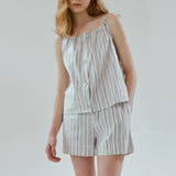BLOSSOM HALTER NECK SLEEVELESS TOP [STRIPE BLACK]