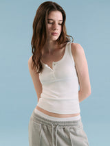 NUBASIC BUTTON SLEEVELESS WHITE