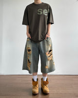 Western Destroyed Bermuda Pants