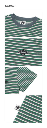 (Women) Rainbow Stripe Short-Sleeved T-shirt【GREEN】