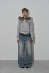 crop hair zip up (grey)