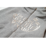 SHINE FUR-HOODIED 2WAY ZIP UP HOODIE GRAY