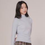 ハーフネックニットトップ (Light blue)