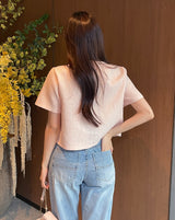 Meble Round Short Sleeve Tweed Jacket