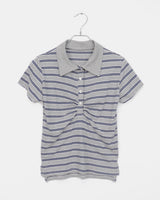Deme ストライプ シャーリング PKカラー 半袖Tシャツ