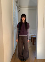 シュールウールケーブル半袖ニット