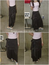 unbalanced side strap casual long skirt