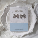 [IVE Leeseo Necklace] デリケートボウピアス - Silver Color