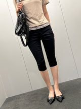 Shy Black Denim Capri Pants