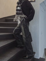 Bent brush wide denim