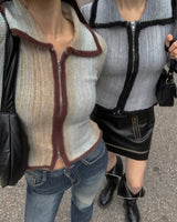 Gradation knit zip up