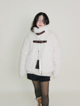 Rachel Two-Belt Detail Short Length Fur Jacket (Lining Quilted)