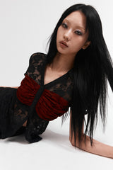レースシャーリングシャツ #BLACK&RED