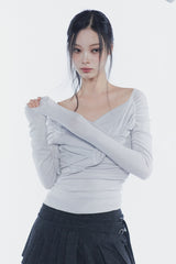 ソフトドレープオフショルダートップ light grey