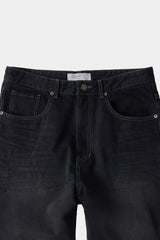 ルーズフィットテーパードデニムパンツ (Washed Black)