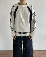 Star-printed Knitwear Zip-Up