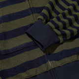 ストライプニットフーディドジップアップ / Khaki blue