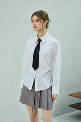 LOWELL SLIM FIT STRIPE SHIRRLING SHIRT / WHITE