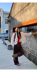 Beads Burton No Collar Round Fur Jacket