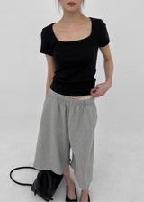 [MADE] Pobello Basic Square-Neck Short Sleeve Top