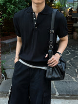 [Planning] LMN Texture Collar Short-Sleeved Knitwear (3 colors)