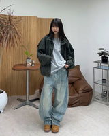 Denz Washed High-Neck Field Jacket