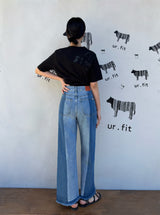 3RD REORDER TWO-TONE CONTRAST DENIM PANTS code 25006