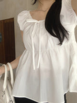 Sugar Lace Babydoll Puff Blouse