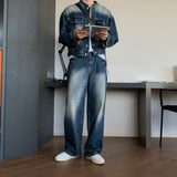 LMN Unbay Brush Crop Over Denim Pants (3 colors)