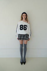[Seow] Belt Check Pleats Skirtpants(2colors)