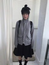 high-neck button cardigan