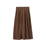 FROST PLEATS CORDUROY LONG SKIRT