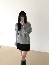 Candle off-shoulder knitwear (3 colors)