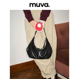 muva. Top‑Layer Cowhide Dumpling‑Shape Bag, Genuine‑Leather Large‑Capacity Shoulder & Cross‑body Daily Purse, New Arrival Sep 26