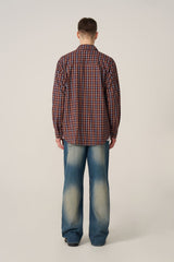 Logo Point Check Shirt - Burgundy