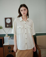 STRIPE POCKET SHIRT [IVORY]