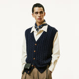 sunday cable knit vest cardigan navy