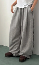 チェック ブロック スウェットパンツ