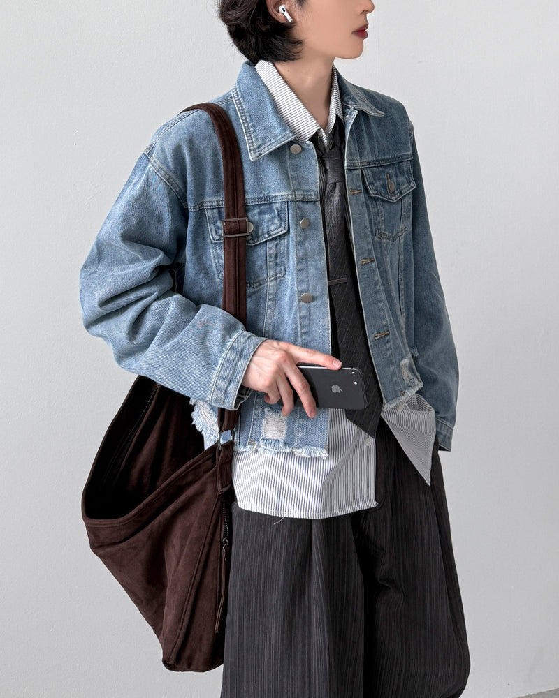 Frayed Crop Denim Jacket