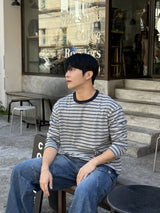 With crop stripe long-sleeve tee