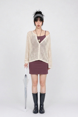REVERSIBLE MESH KNIT CARDIGAN (2COLORS!)