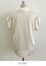 Roan Open Collar Cap Sleeve Blouse
