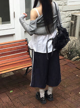 Kwi Shirring Button Flare Sleeveless Crop Cardigan