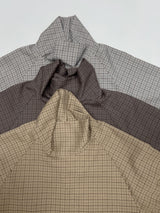 Checked shirring raglan blouse