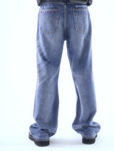 ICE BLUE HOT-FIX RHINESTONE CRINKLE WHISKER BOOTCUT JEANS