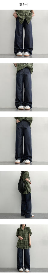 【ショート・ベーシック・ロング】【S～2XL】【夏のロングパンツ！】【染めX】Roomt サマーワイドデニムパンツ