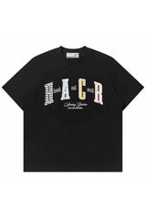 カラーブロックフローラルパッチTシャツ