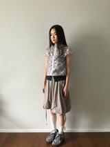 Plaid chiffon シャーリングジップアップ (2color)